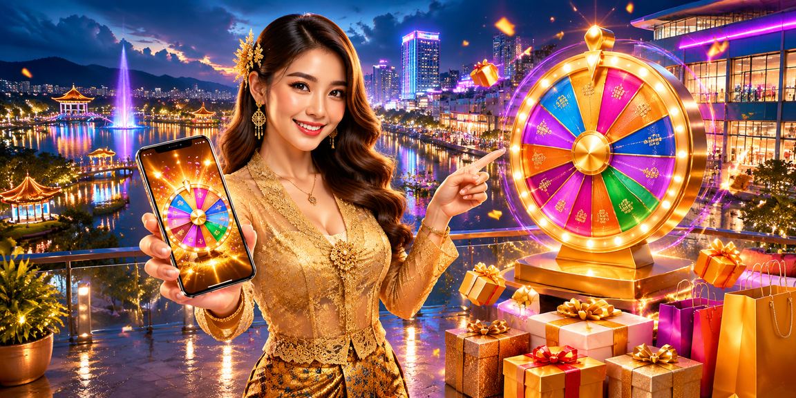 Woman in kebaya holding a phone in a Malaysian entertainment setting representing a dy90 platform user